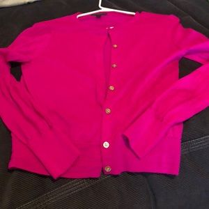 Pink cardigan with gold buttons